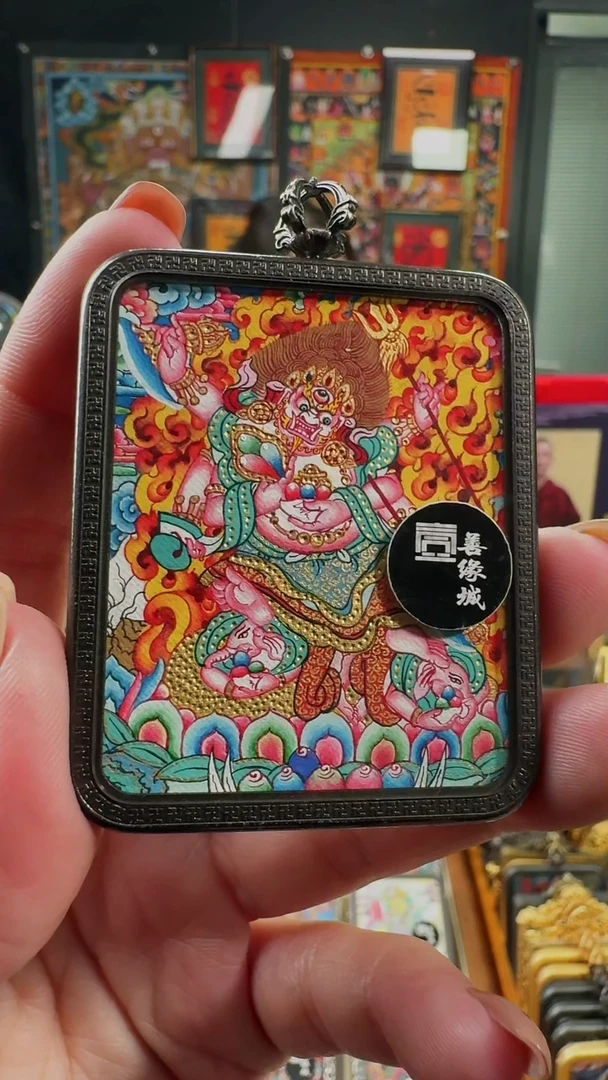 吊坠 壹善缘城手绘唐卡白六臂