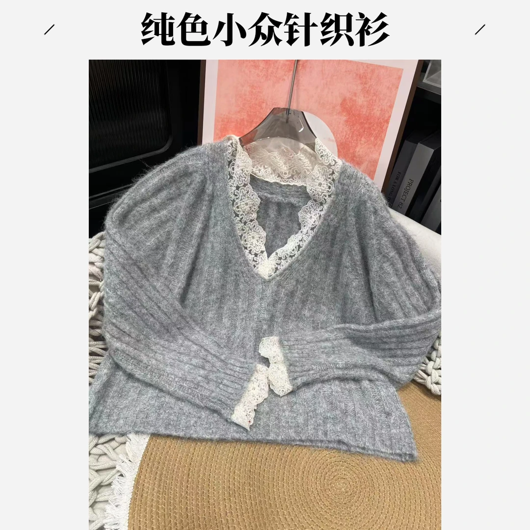 【YIN WEI】纯色小众针织衫毛衣设计师款套头慵懒红人上新针织上衣