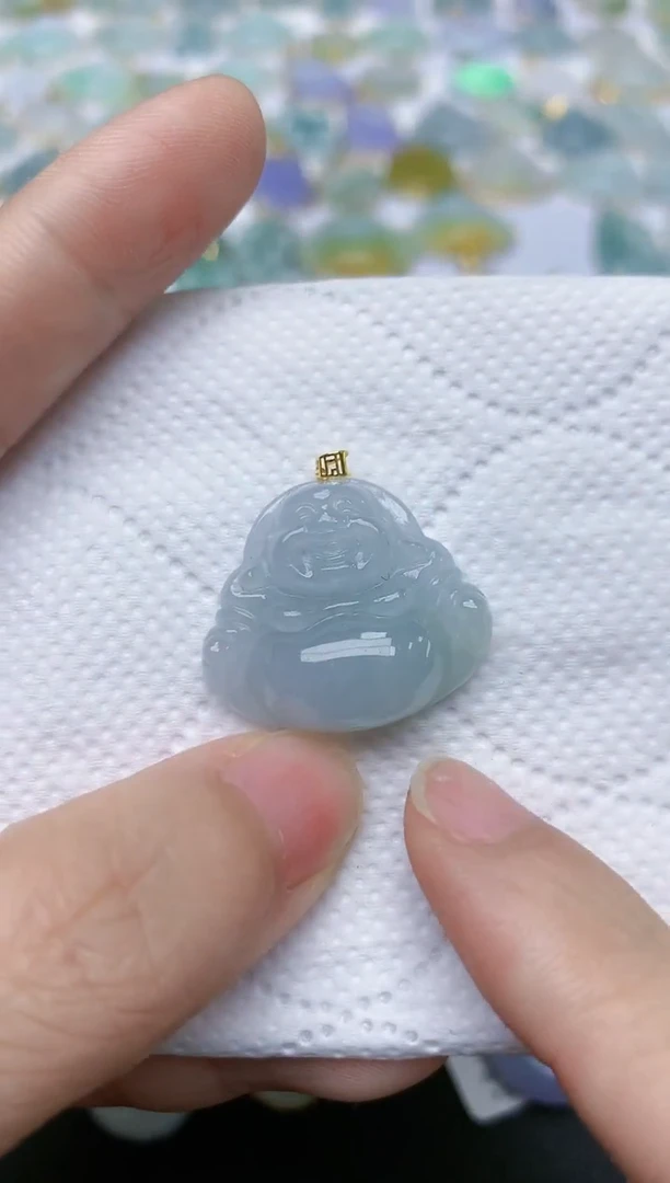 翡翠18K金镶嵌颈饰天然缅甸A货翡翠