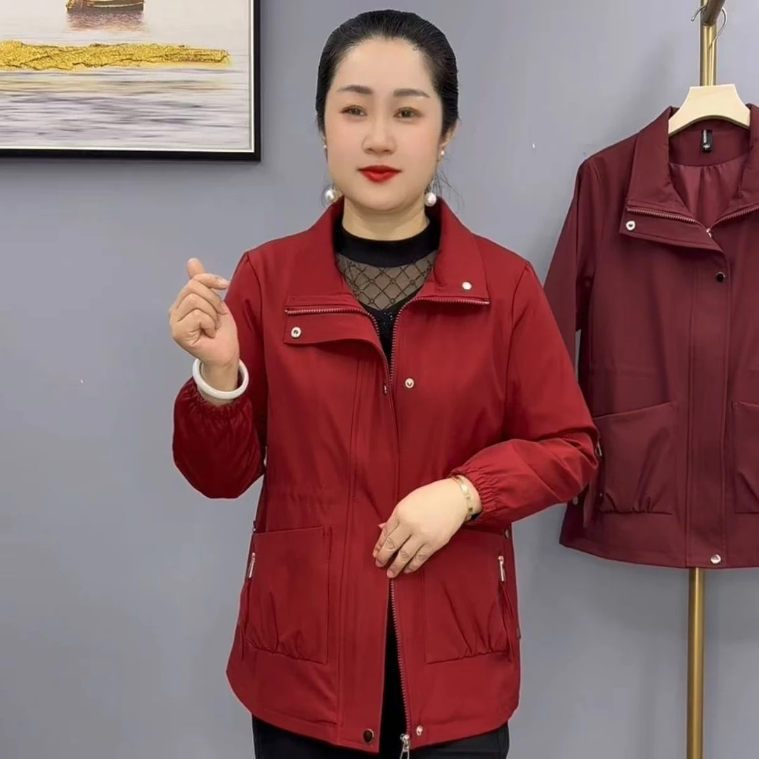 春秋新款休闲时尚高端大气宽松显瘦中年妈妈装洋气双层外套8802款