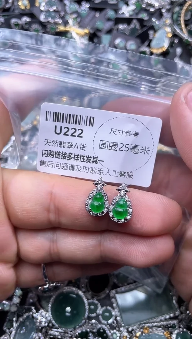 【闪购商品】翡翠颈饰未镶嵌U222耳钉