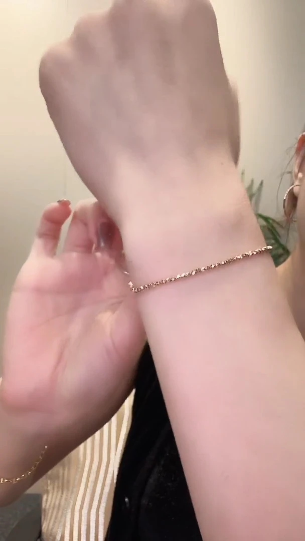 18K金手链18K金爆闪珠珠手链