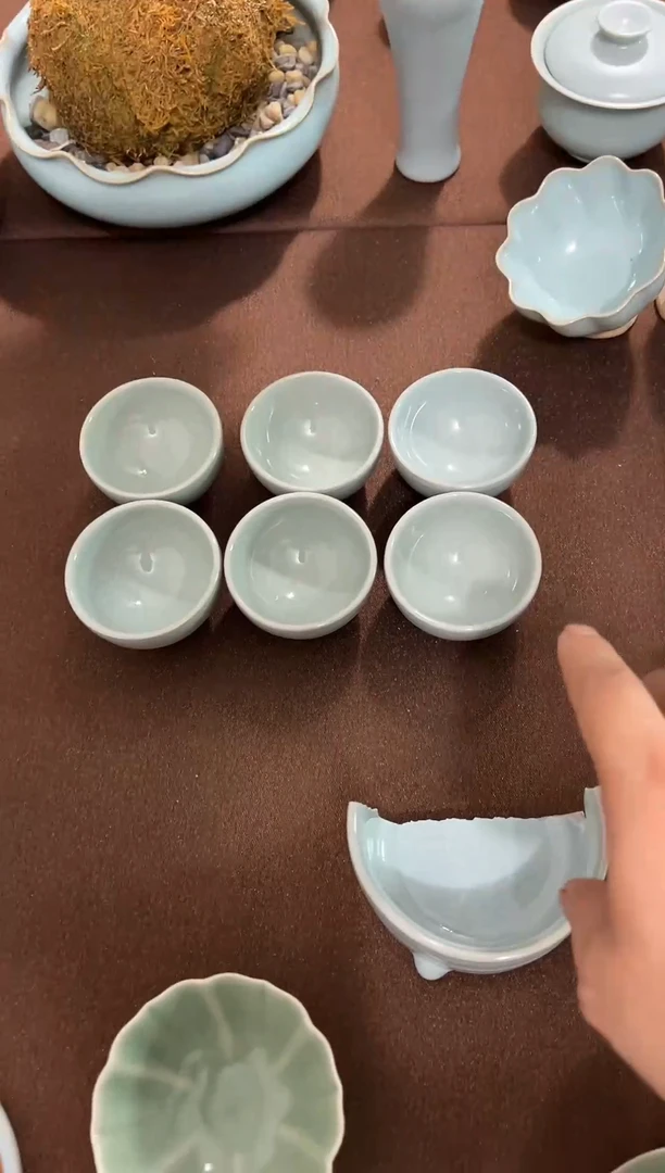 冲粉福利：微瑕原矿粉青釉客杯18.8六个