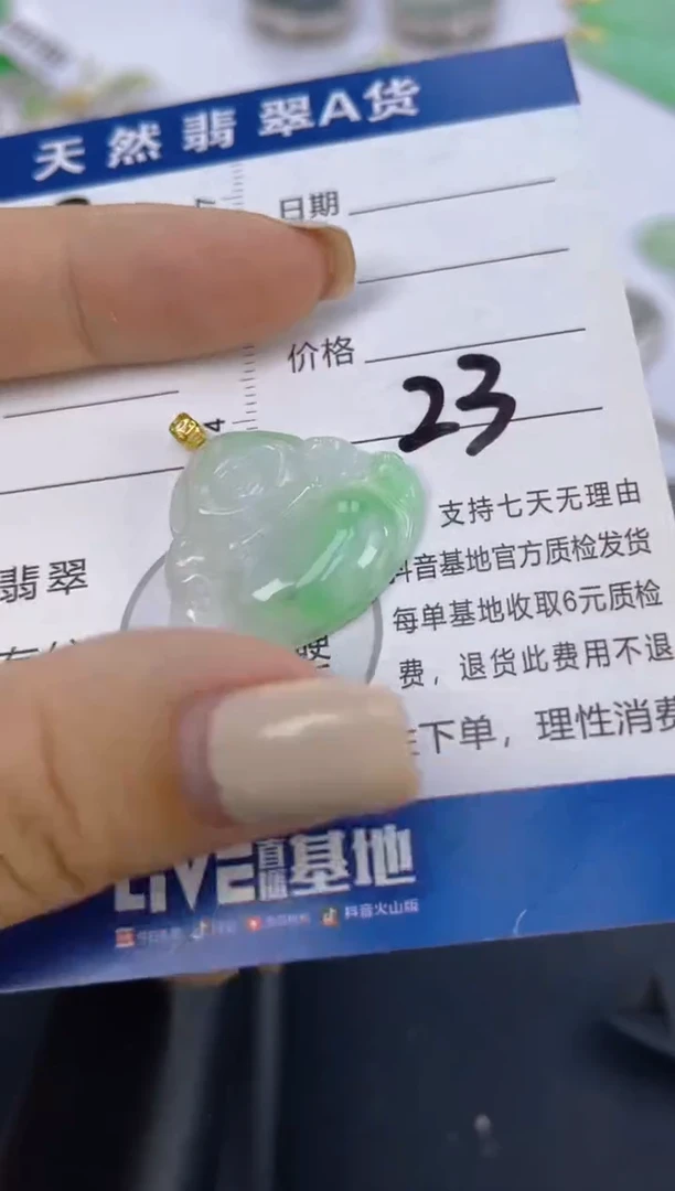 翡翠18K金镶嵌颈饰天然A货翡翠   23