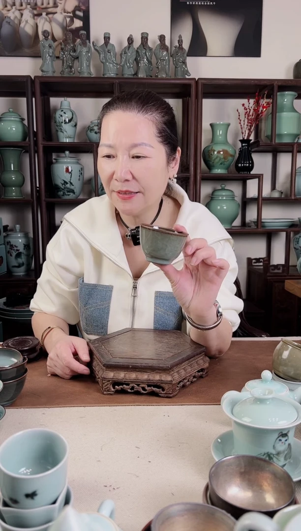 龙窑烧 哥窑 直口杯