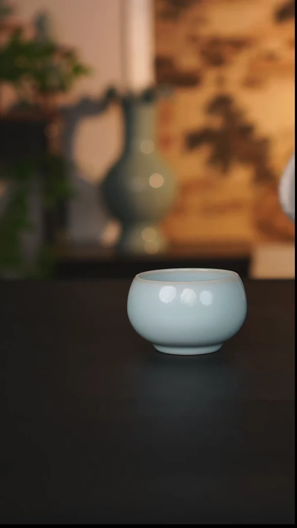 杯子瓷天熙汝瓷天青釉禅定杯一级