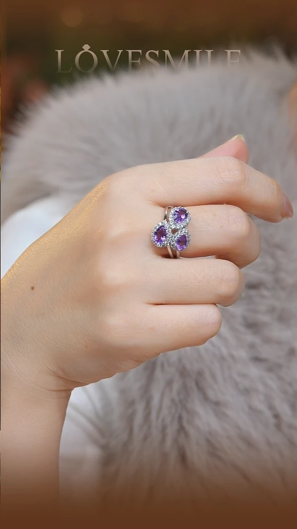 银S925镶嵌戒指紫晶024