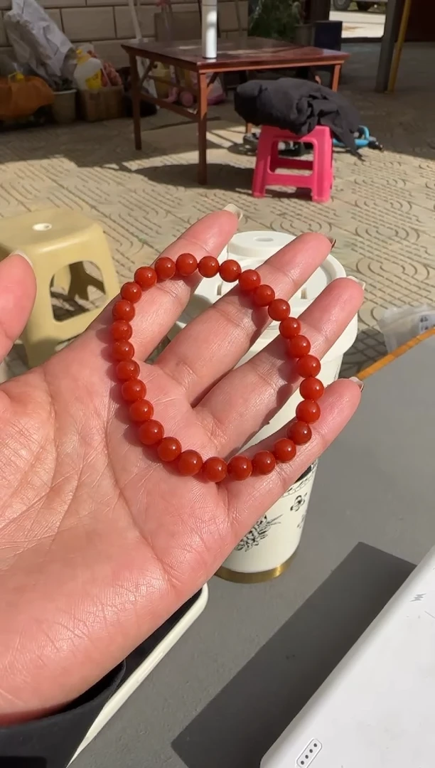 未镶嵌单圈南红玛瑙原矿无优化大陷坝单圈6mm左右w