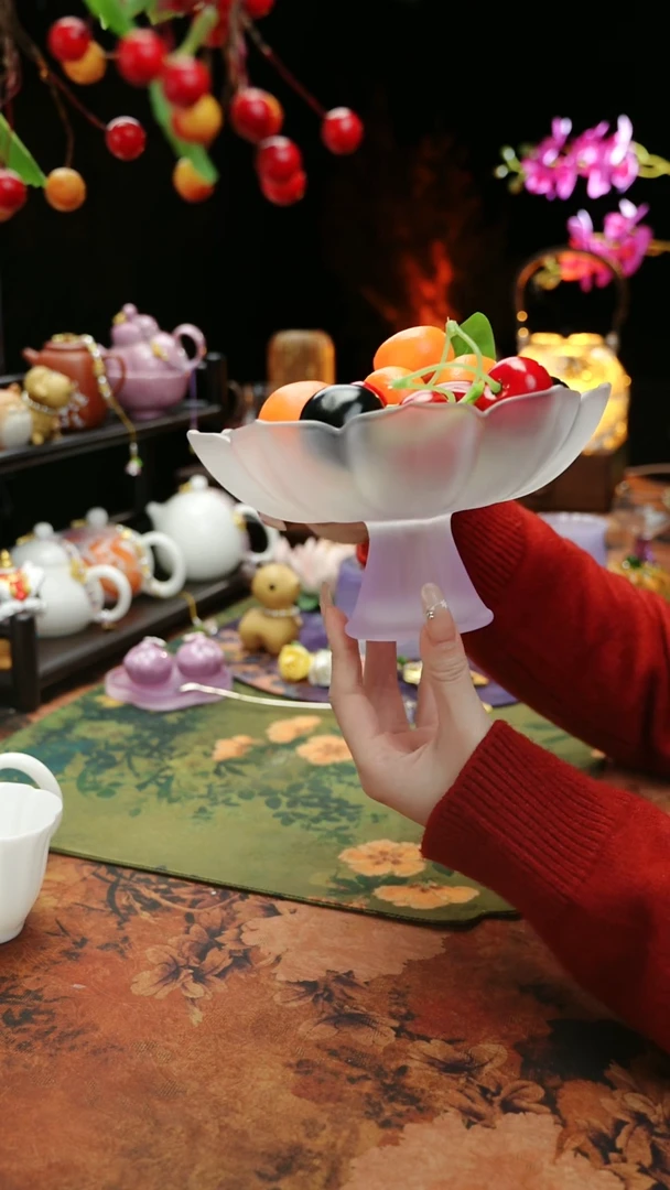 【闪购商品】紫色高足果蝶点心盘