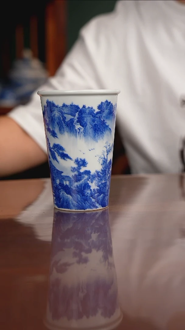 ?***恩晓月窑青花山水微瑕