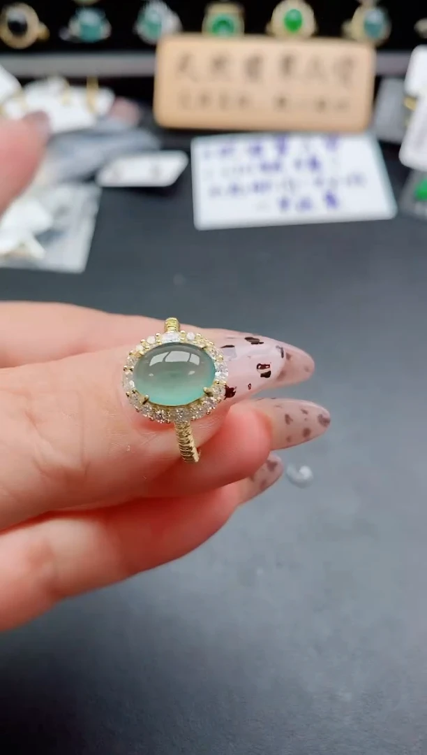 银S925镶嵌戒指翡翠1