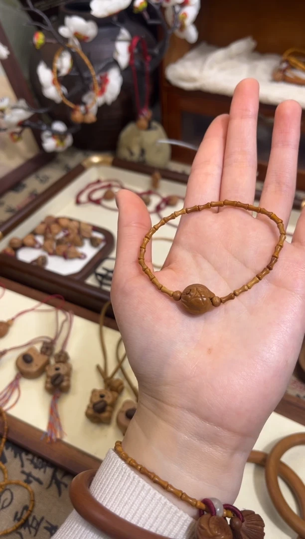 手串桃核【桃缘行】竹节「锦鲤」桃木桃核辟、挡、驱、护 备注手围