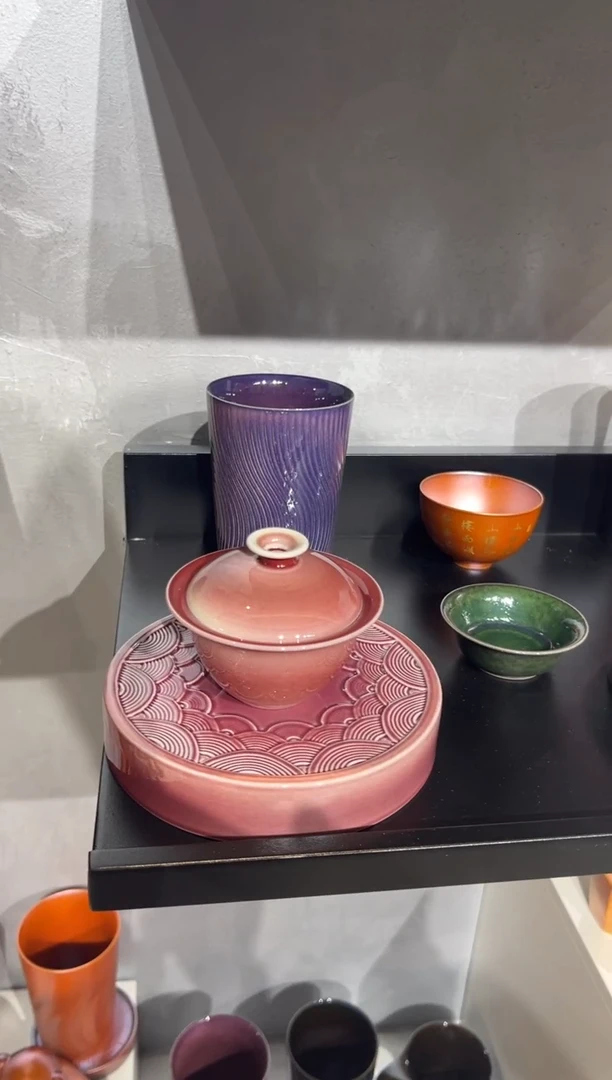 24柴房陶瓷柴烧水蜜桃盖碗套组带一杯子
