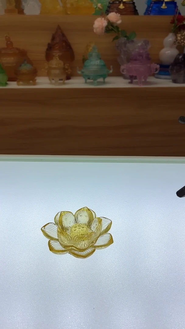 琉璃手工艺品佛前莲花8公分金色【特价】