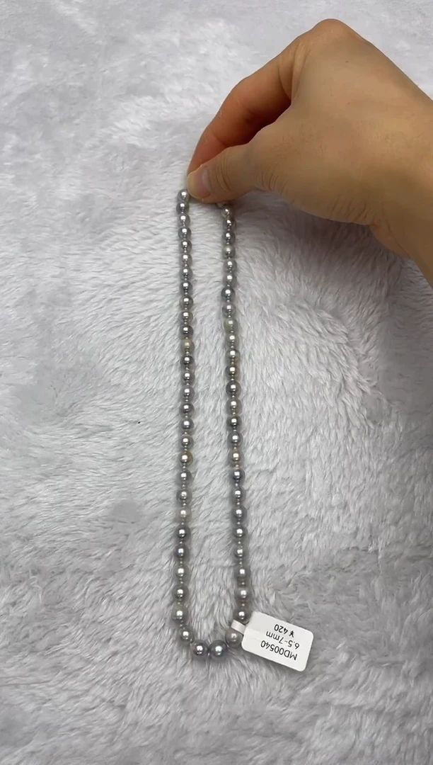 项链银S925镶嵌海水珍珠AK真多麻6.5-7mm