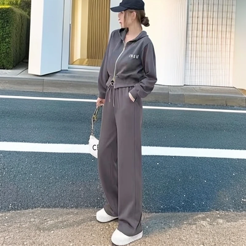 1035#灰【木兮兮专属】2025年春季新款显瘦气质时尚休闲百搭套装女