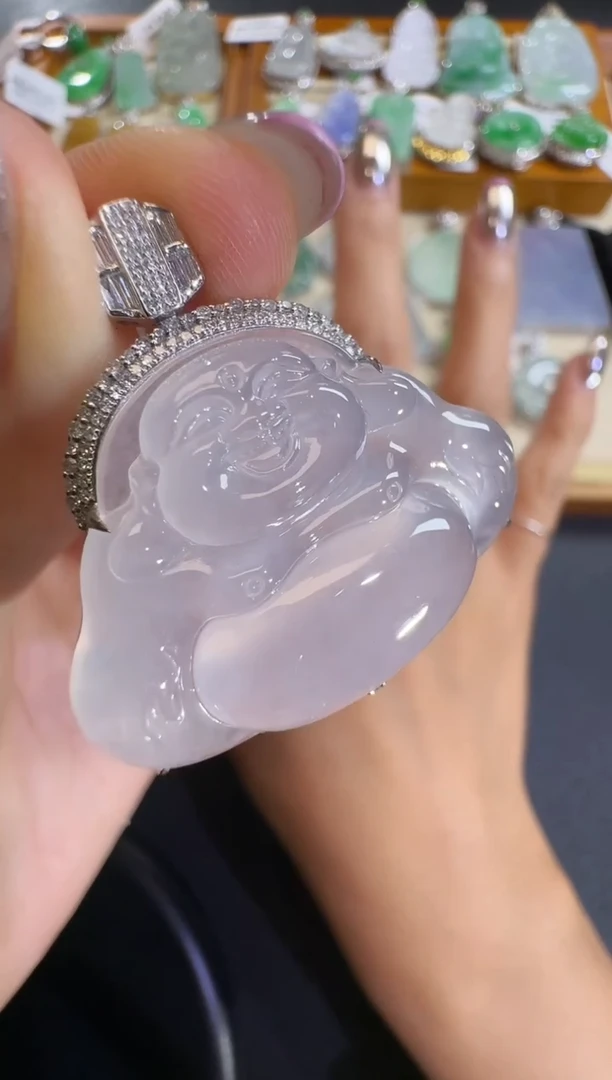 翡翠18K金镶嵌吊坠(不含链)【源头工厂】18k金钻石镶嵌