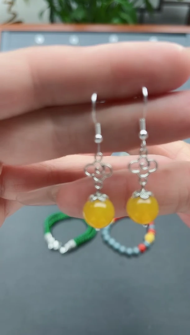 【闪购商品】玛瑙/玉髓耳饰银S925镶嵌351