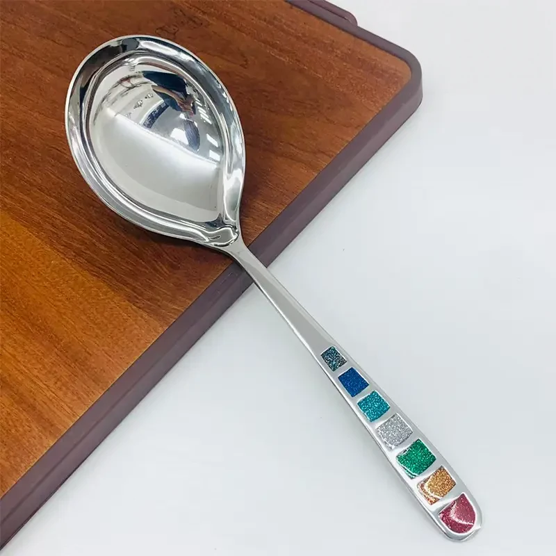 不锈钢七彩珐琅鹅蛋勺汤勺喝汤火锅勺盛汤盛粥多功能