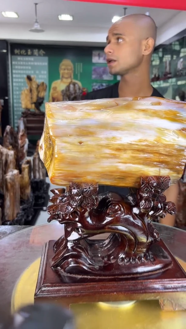 缅甸天然树化玉精品摆件