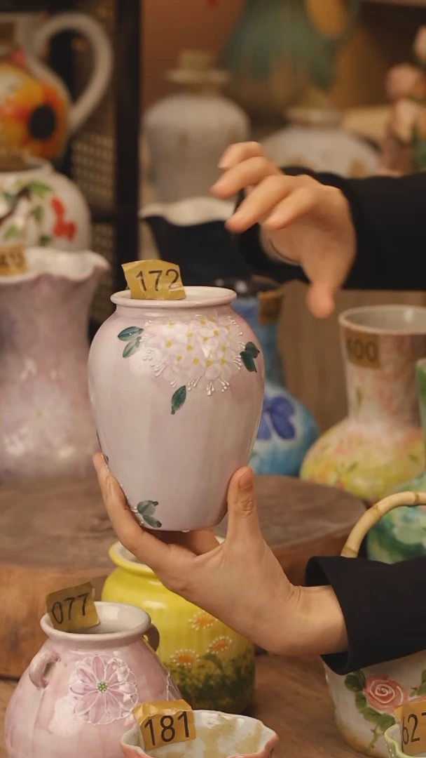 陶瓷景德镇设计师手作花器摆件侘寂风@M172@