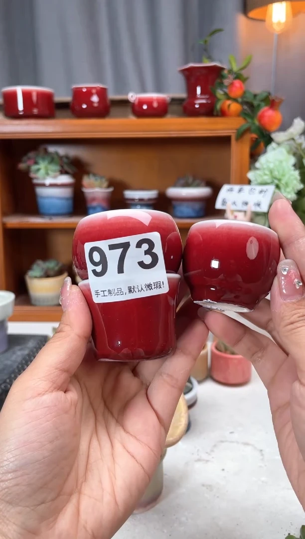 瓷片973微瑕小芳手工花盆编号