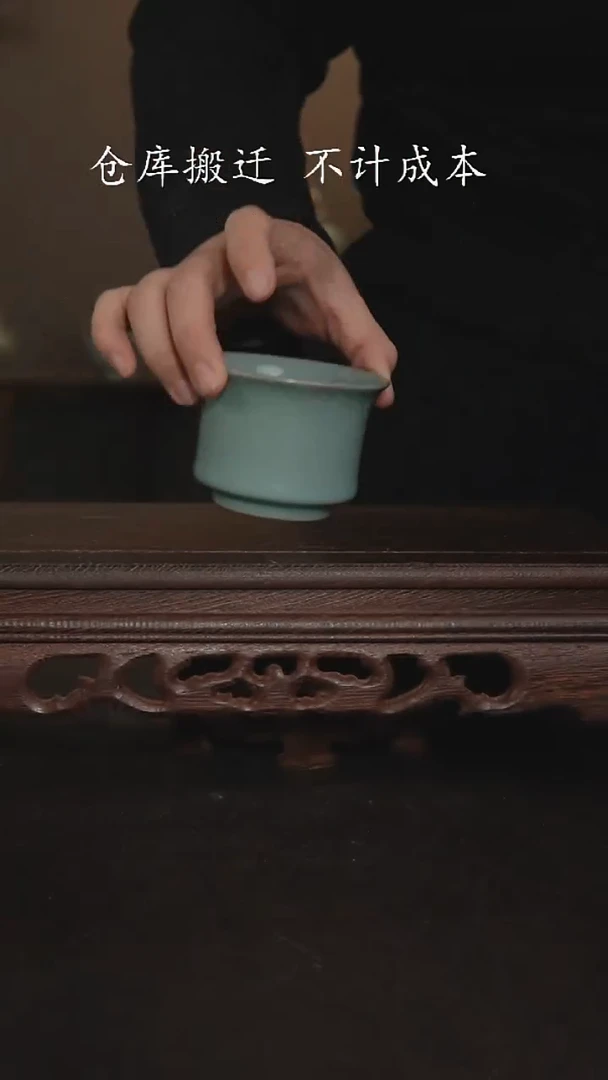 摆件瓷仿古手工束腰马蹄杯