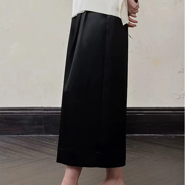 艳儿家【100缎面醋酸气质半身裙】高级感特强纯色显瘦半身裙夏季