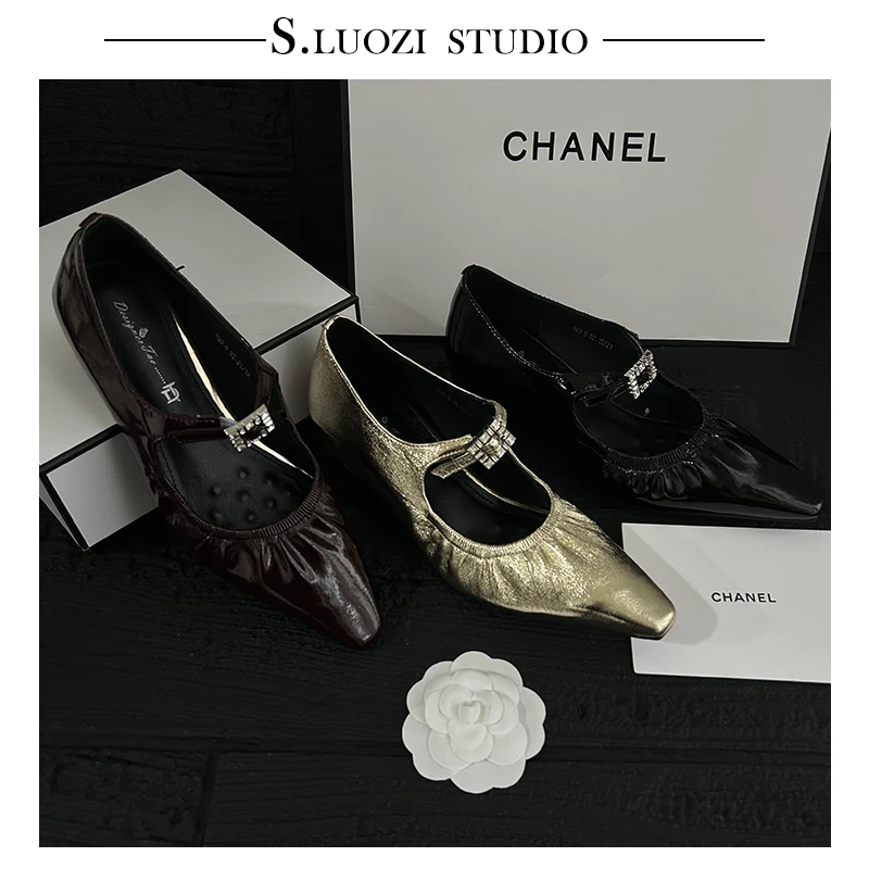 早春新款简约小方头内增高单鞋高跟女鞋百搭增高低跟时尚