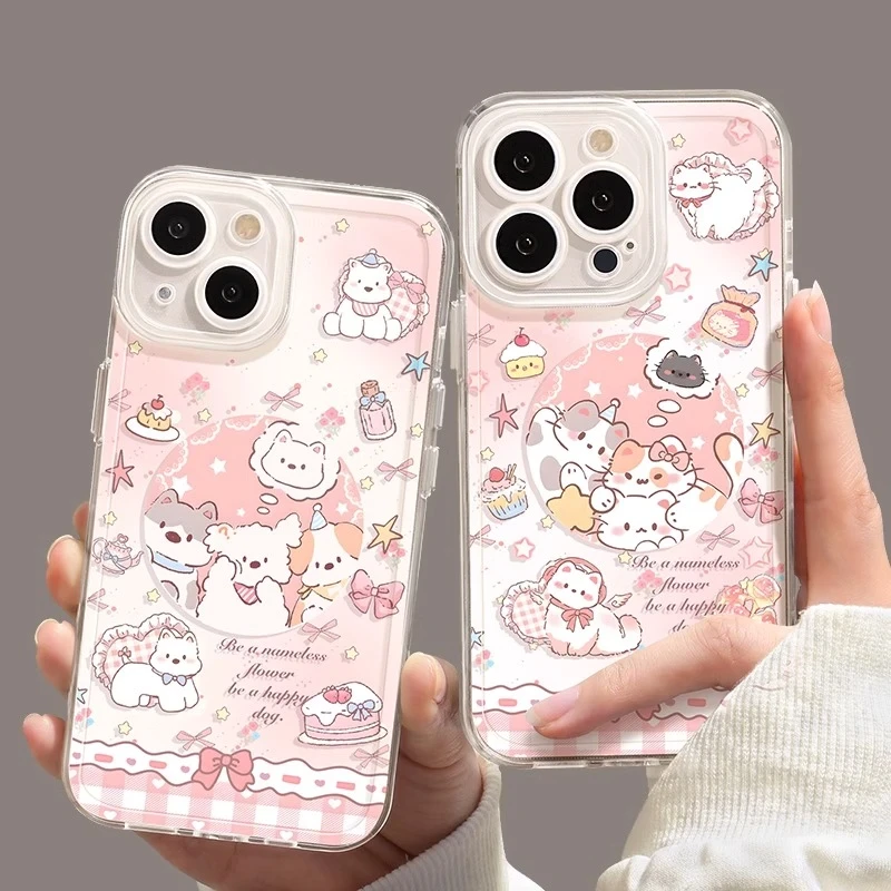 粉色小猫适用苹果13手机壳iphone16pro/15/14/12小米vivo华为oppo