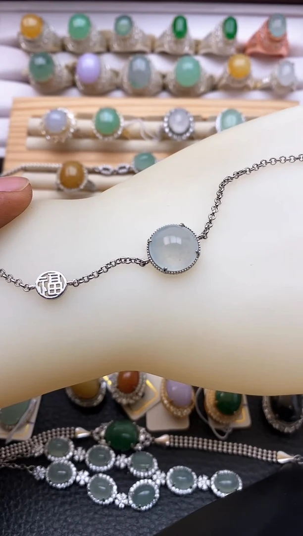 【闪购商品】翡翠手链银S925镶嵌8966