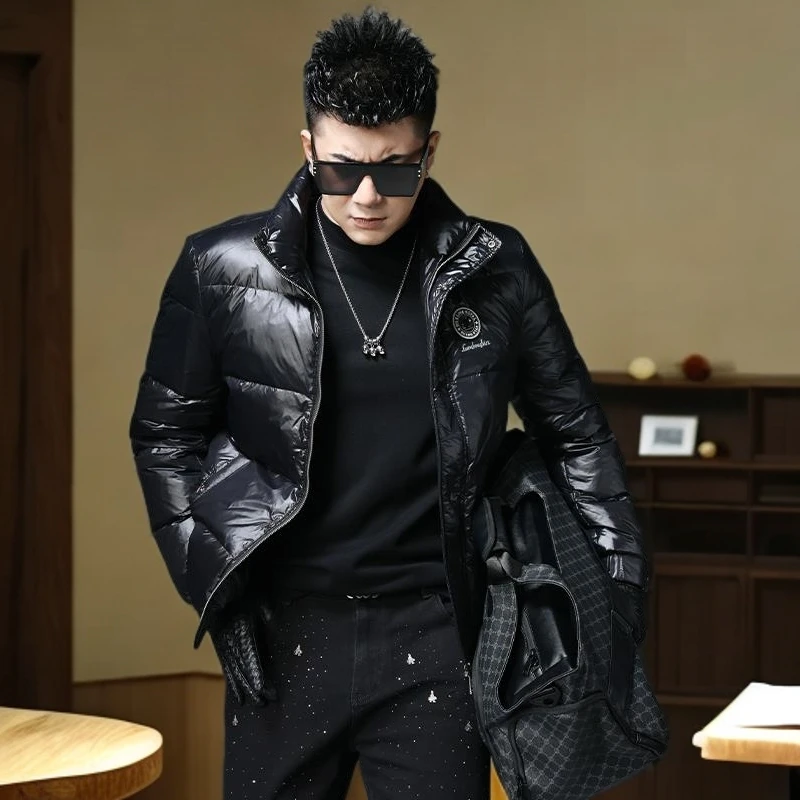 维斯克纳秋冬季时尚新款男士外套男士保暖立领羽绒服潮流轻薄短款