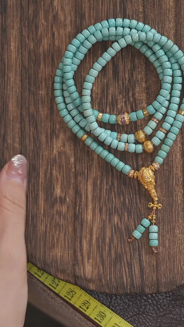 18K金镶嵌绿松石手链1