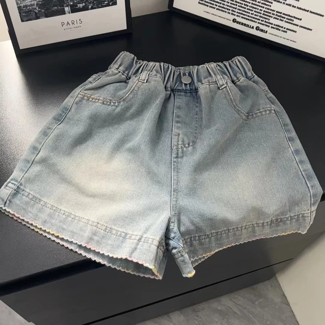 彩虹边女童牛仔短裤7267