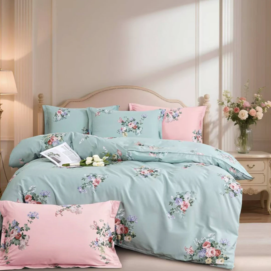 全棉 加厚斜纹（100%纯棉）床单被罩布料 夏槿-绿