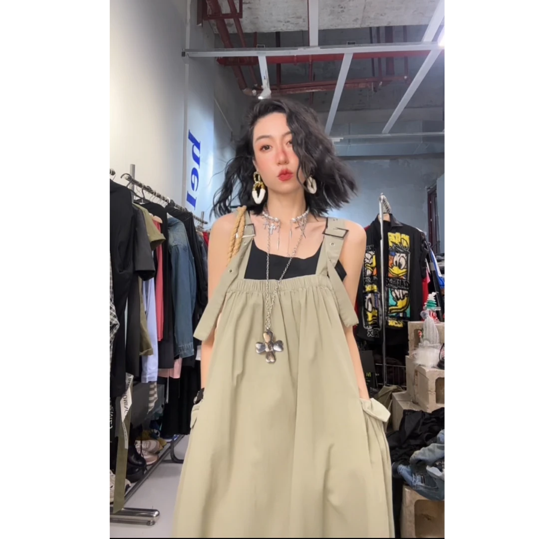 粉丝福利 奇奇家 遮肉神器 宽松舒适背带裙