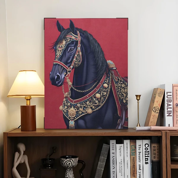 （专属）现代简约无边框马到成功骏马图客厅玄关装饰画马3040