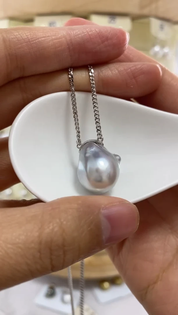 【闪购商品】海水珍珠套链银S925镶嵌澳白巴洛克