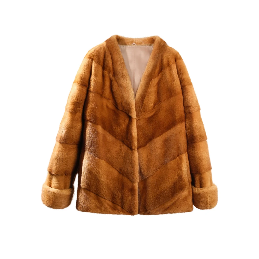 《欢沁日记》天鹅绒紫金短二斜排女款水貂外套