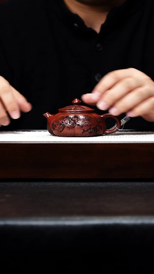 茶杯紫砂宜兴紫砂 筋纹寒江 150cc 周昌英h002