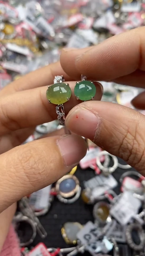 银S925镶嵌戒指翡翠444---10