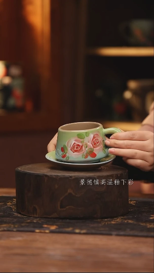 陶瓷  景德镇高温釉下手绘陶瓷@L154@