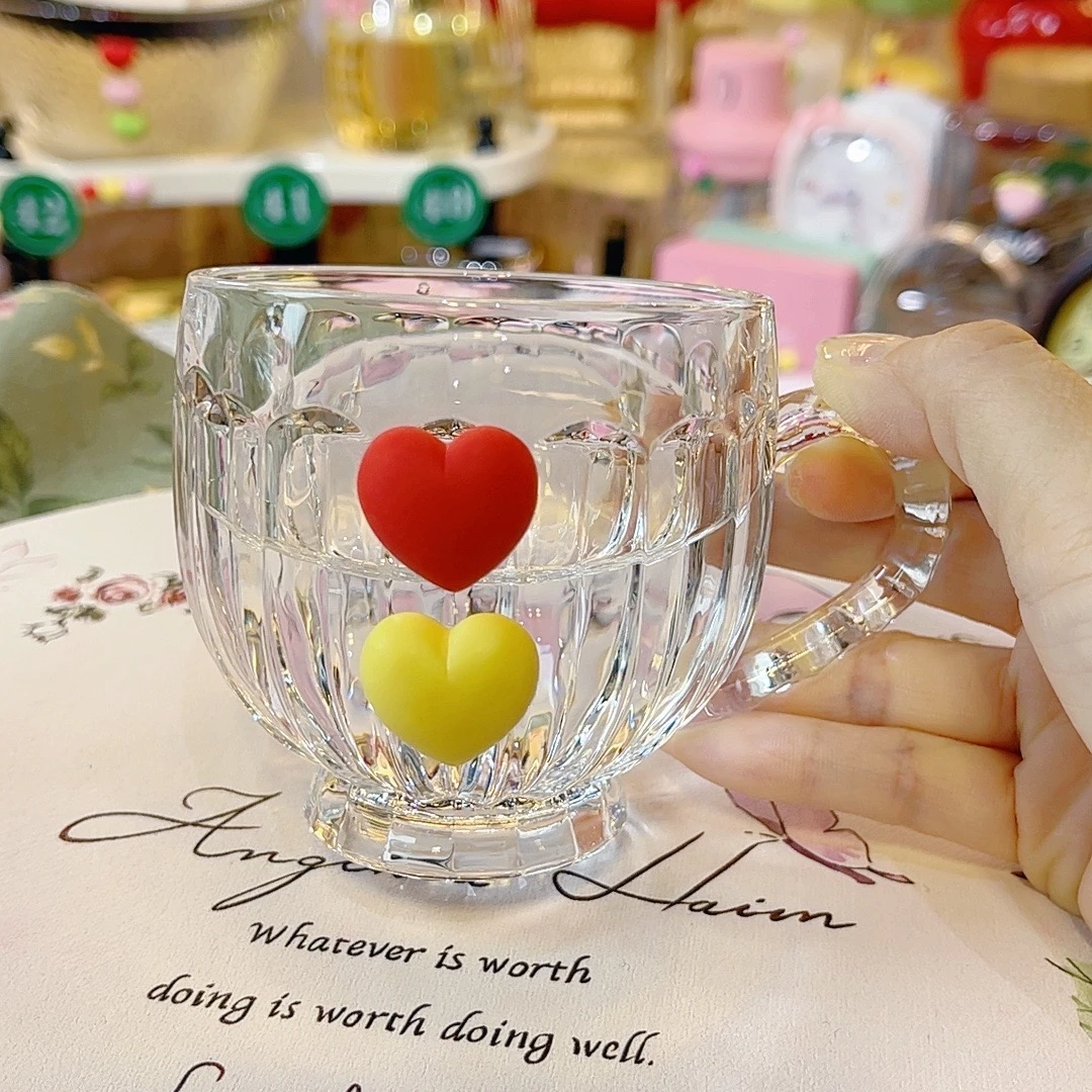 精致浪漫的爱心把手杯 花茶杯