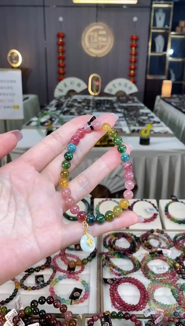 未镶嵌老矿碧玺彩虹单圈手串7mm+碧玺hon多样性发一条