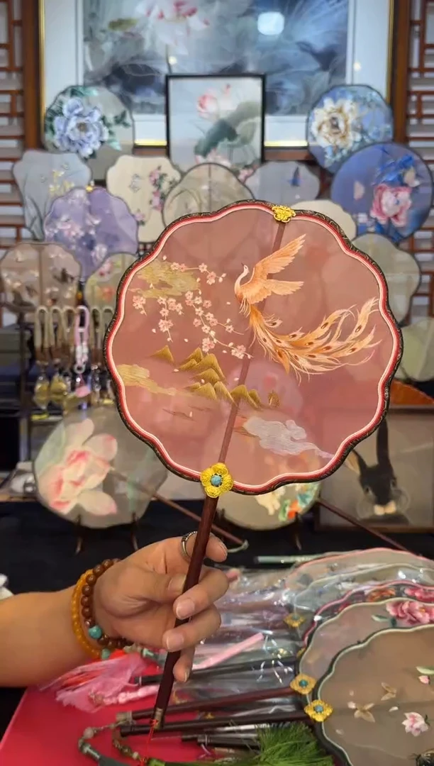 扇子纯手工苏绣团扇 买一送一