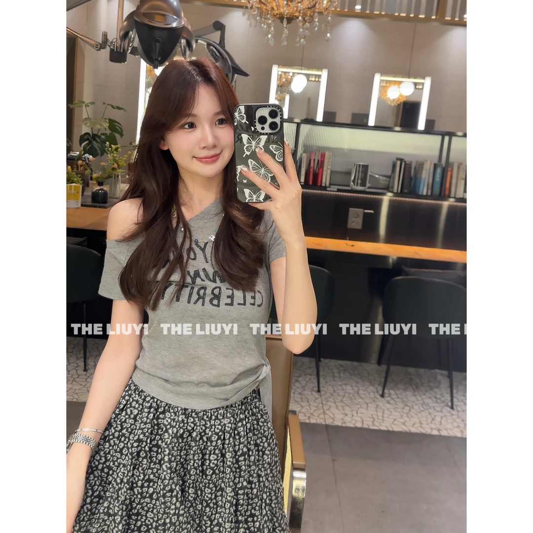 【LIUYI】新款露肩字母短袖T恤56151