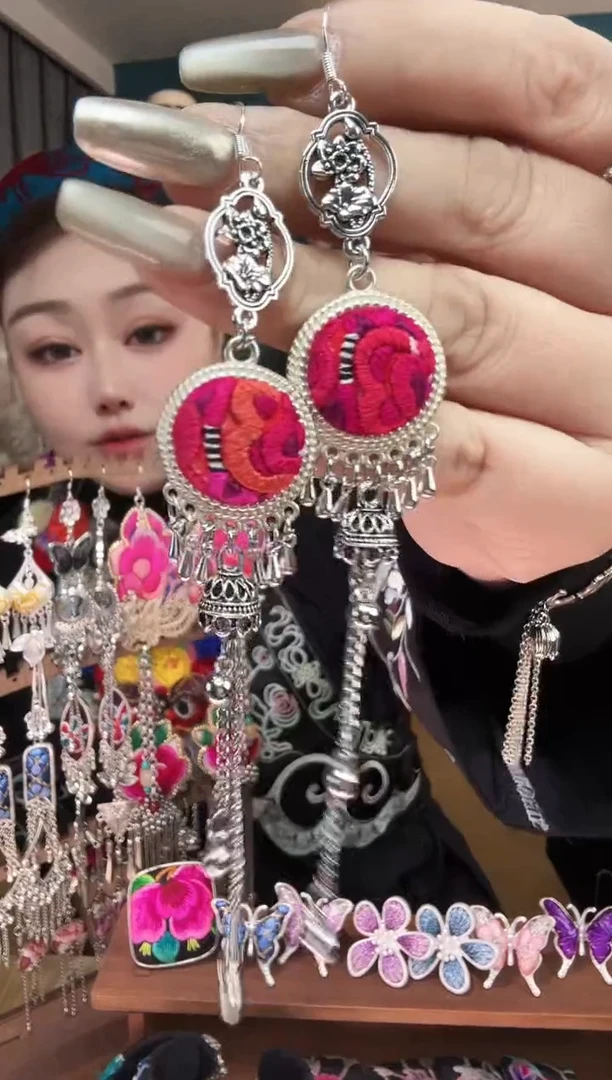 刺绣纯手工民族风刺绣耳环