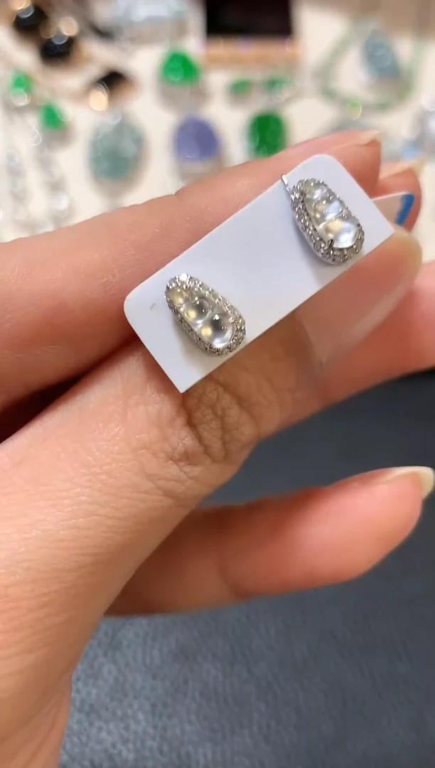 18K金镶嵌翡翠耳饰z44 多样性一件发货