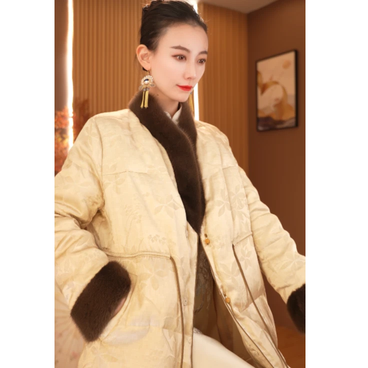 白月光丨新中式国风提花冬季新款宽松加厚外套2024D0741夏秋