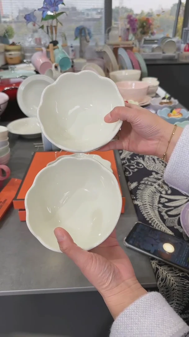 【闪购商品】瓷14cm炻彩碗奶油白-2个装